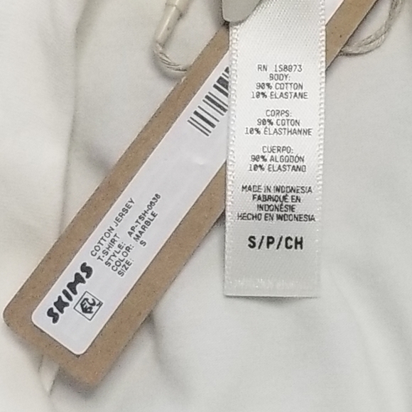 SKIMS COTTON JERSEY T-SHIRT TOP Marble White Small SHIRT NWT - Picture 6 of 6